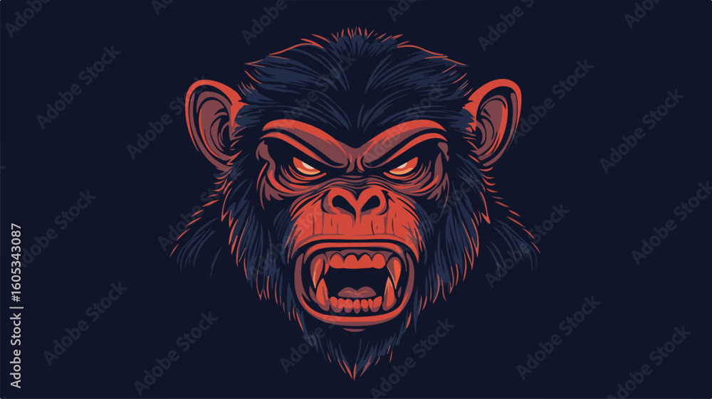 Naklejka premium Aggressive Monkey Graphic Design Minimalist Vector Illustration