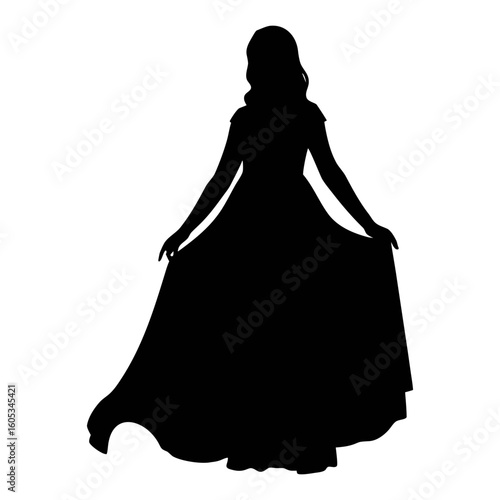 Woman in dress silhouette vector illustration elegant gown fashion design template graphic art image