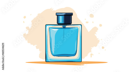 Elegant Blue Perfume Bottle on White Background