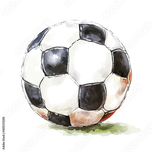 My Watercolor hand-painted soccer ball painting illustration isolated on a white background, vector illustration, AI painting design, EPS format design. vector illustration