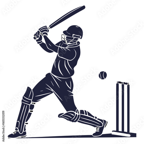 Cricket Sport Silhouette – Isolated Player Figure for Athletic Design