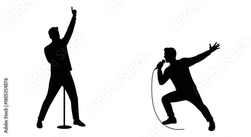 Two Singers Performing on Stage Silhouette