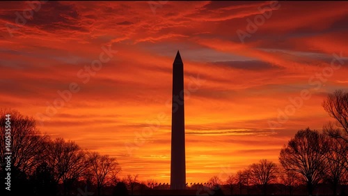 Sunset silhouette of the washington monument washington d.C. Landscape photography evening dramatic colors