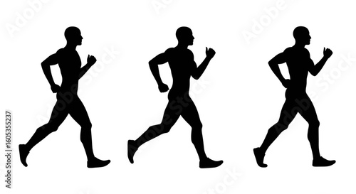 Running Man Silhouette on White Background Fitness and Exercise Silhouette