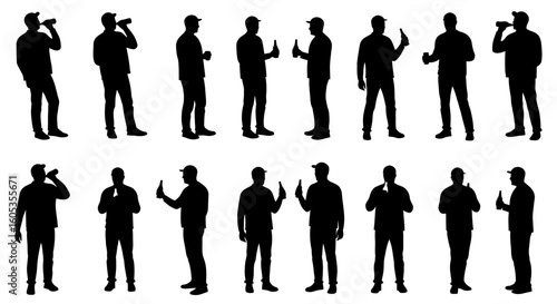 Men Holding Beer Bottles Silhouette