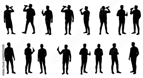 Seamless Pattern of People Drinking Beer Silhouette