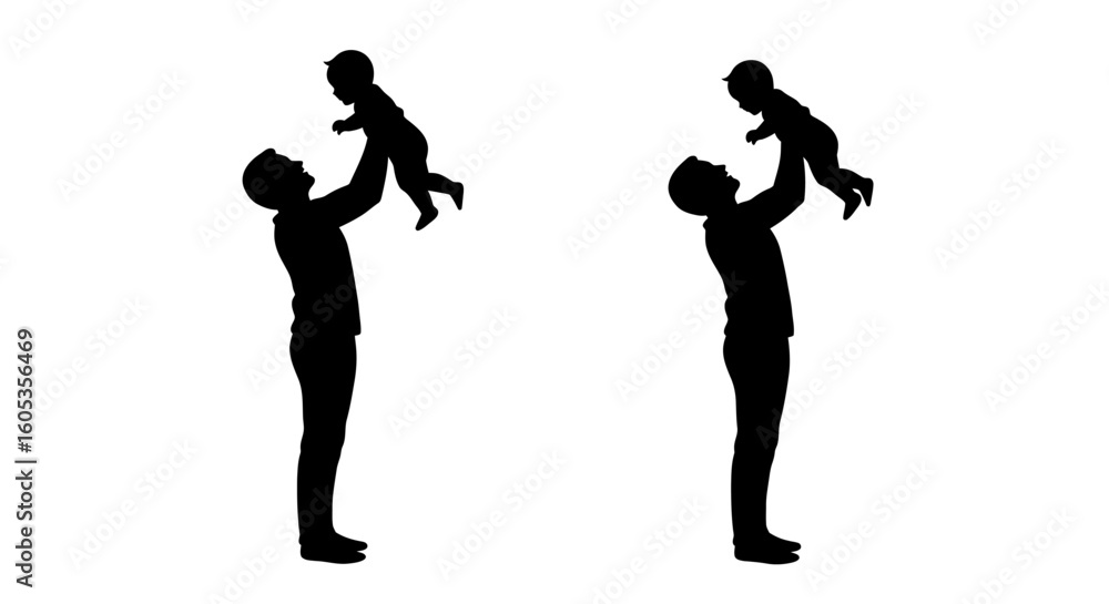 Fototapeta premium Father and Baby Playing Silhouette