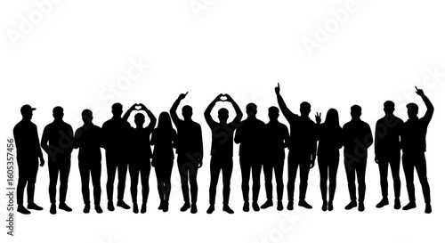 Crowd of People Expressing Joy in Silhouette Style silhouette