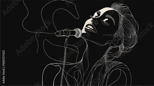 Passionate Elegant Singer Performing on Stage with Simplistic Elegance