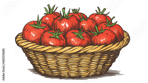 Fresh Tomatoes in High-Quality Basket with Desi Aloo: Photography of Vibrant and Fresh Produce