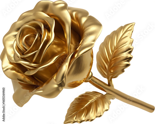 gold rose isolated on white background, png, ai generated.