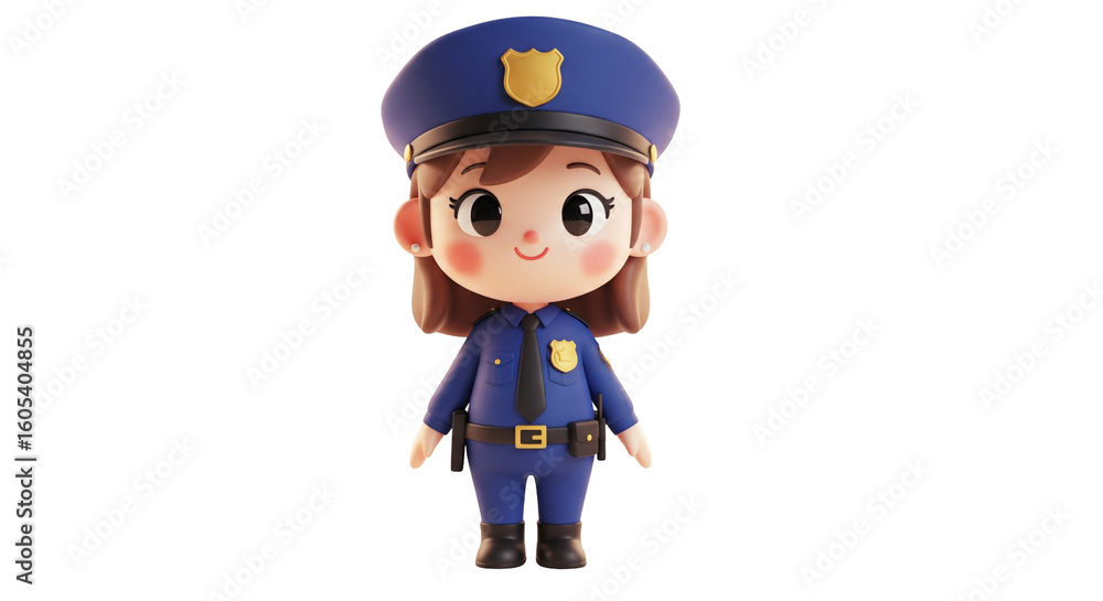 3D kawaii police officer character – cute cartoon profession icon with transparent background 3D kawaii police officer character – cute cartoon profession icon with transparent background