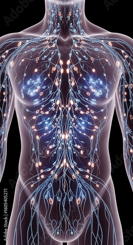 Human lymphatic system anatomy graphic.