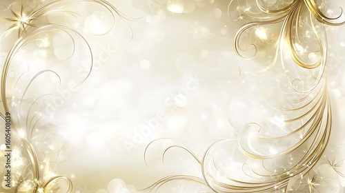 Elegant golden swirls on a soft beige background