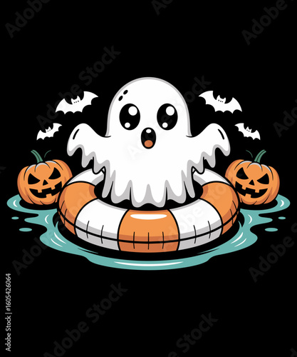Ghost Summer Pumpkin Pool Float Spooky Funny Ghost