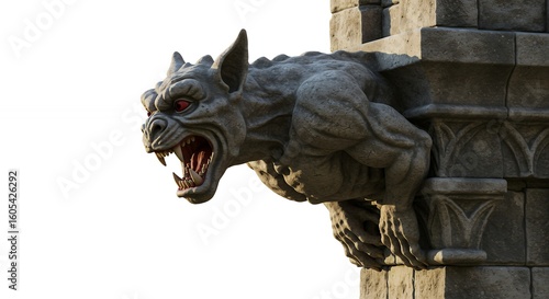 Naklejka Stone gargoyle sculpture isolated background