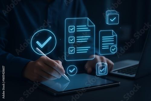 Approve documents faster with digital signatures on a tablet in a modern office for seamless workflow management and increased efficiency