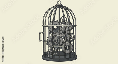 Mechanical Birdcage – Gears and Innovation Concept