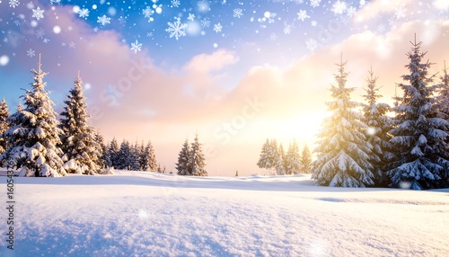 Wallpaper Mural Snowy winter landscape at sunrise (1) Torontodigital.ca