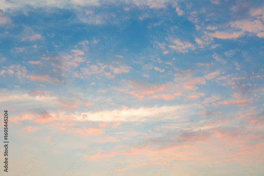 Fototapeta premium Background of a summer sky during sunset with reddish clouds
