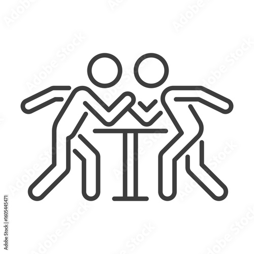 arm wrestling clip art icon symbol, rivalry sign, competition concept, isolated line vector illustration