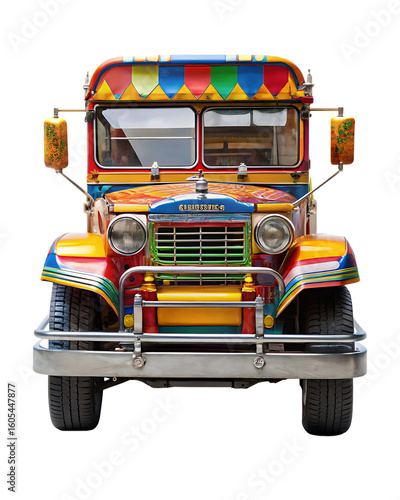 filipino jeepney isolated on white background, png, ai generated.	
