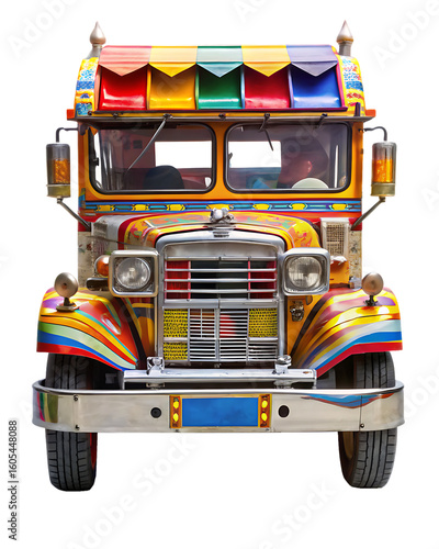 filipino jeepney isolated on white background, png, ai generated.