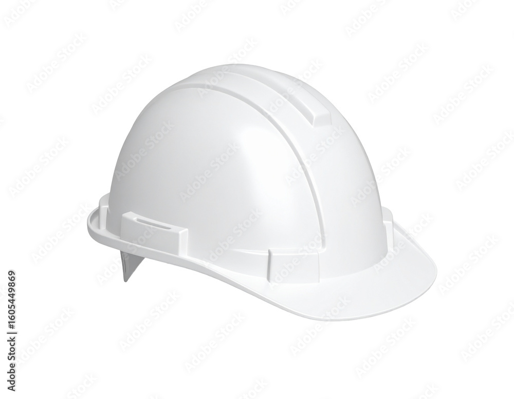 Fototapeta premium Plain white safety helmet for construction isolated on a black background, use in safety awareness