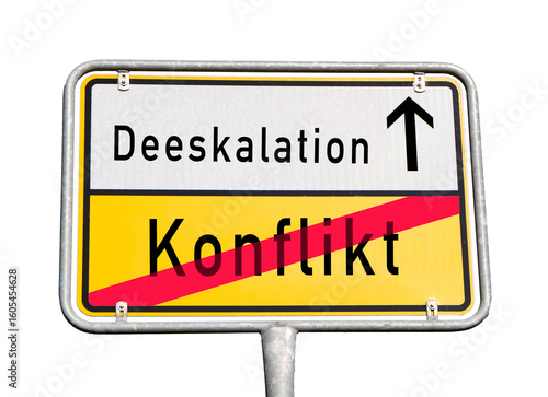 Illustration Deeskalation,Konflikt,Ortsschild Symol Grafik Design