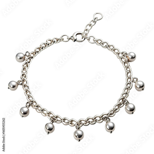 Wallpaper Mural Elegant sterling silver charm bracelet with dangling ball charms isolated on transparent background Torontodigital.ca