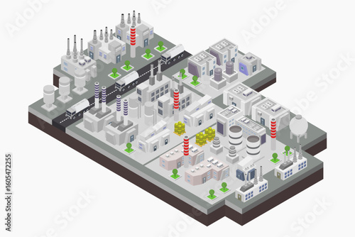 Oil refineries process isometric