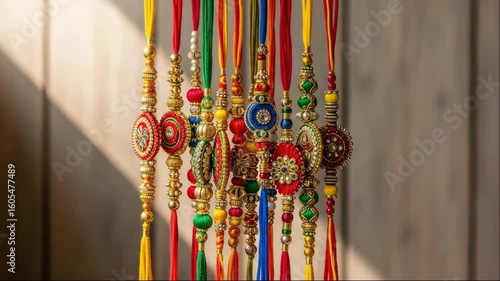Intricate Rakhi Bracelets Displayed for Sale.