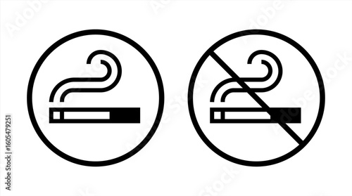 No smoking icon. No smoking area sign. Stop cigarette smoke vector illustration. Nicotine warning banner. Tobacco prohibition label. Non smoke room. Bad habit addiction sticker. Danger area vector 10 