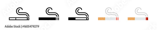 Cigarette, simple icon set. Tabbacco smoke concept vector illustration.