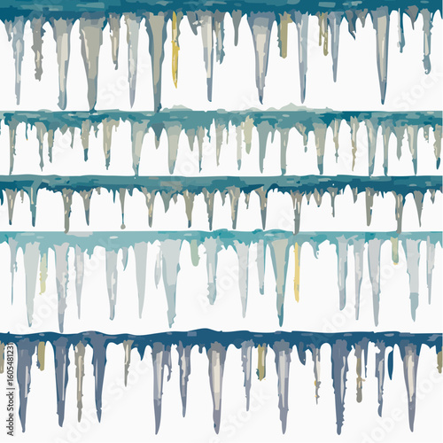 seamless scandi icicle patchwork tile in sky blue and deep blue, layered svg with nordic winter folk design in cool geometric motif