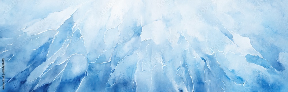 Naklejka premium Abstract blue ice texture illustration with delicate frosty patterns, flowing watercolor effects. Features gradient of cool blues, whites, creating serene, tranquil, icy visual for backgrounds design