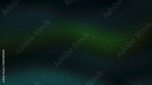 Mysterious 4K abstract grainy background with a subtle green glow on deep dark blue and black tones, perfect for modern, dramatic designs