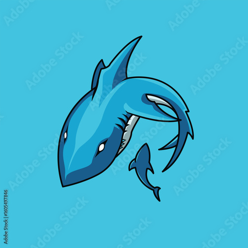 simple blue shark vector illustration
