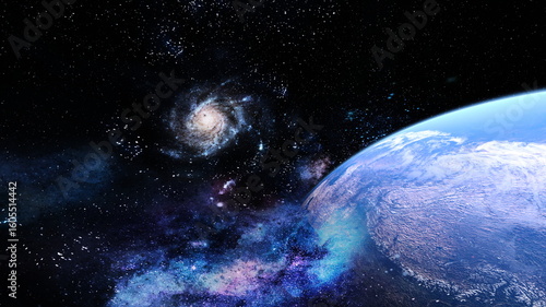 地球と宇宙空間　3DCGレンダリング