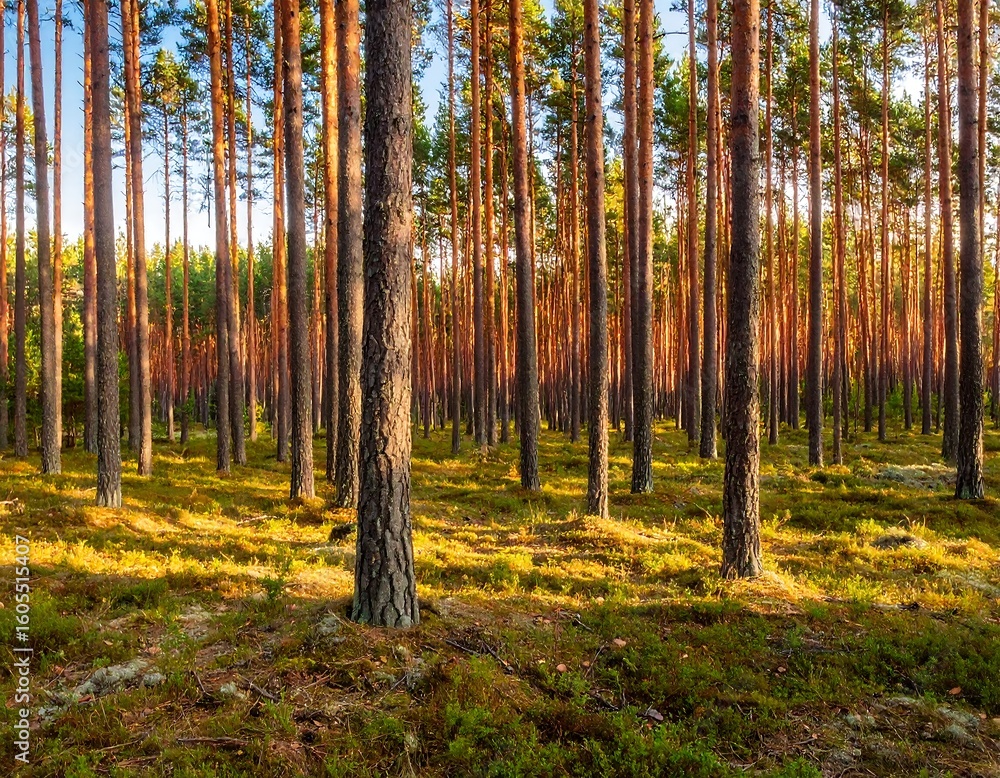 Sunlight through a pine forest Sunlight through a pine forest