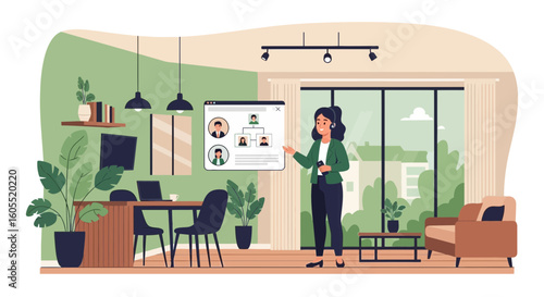 Online Meeting Presentation By Businesswoman In The Home Office
