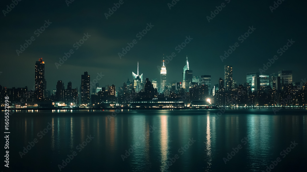 Naklejka premium A skyline view of New York City, showcasing the cityscape of Manhattan in the USA.