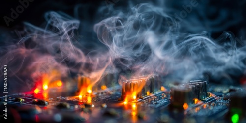 Circuit board fire and smoke