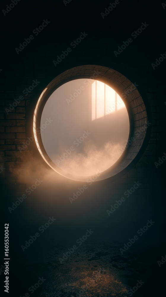 Obraz premium Circular window warm light interior