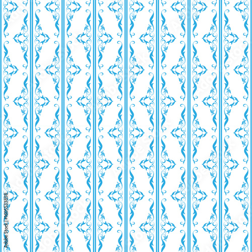 seamless botanical pattern of painted oriental motifs 