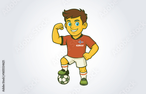 Norway Soccer or Football Player Mascot Cartoon Character Template