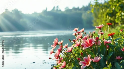 tulips in the morning.Seamless 4k time lapse virtual video animation 