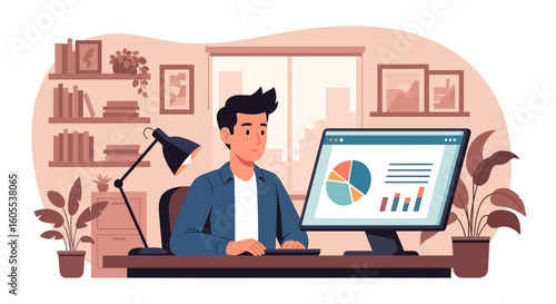 Young Professional Analyzing Data At Home Office