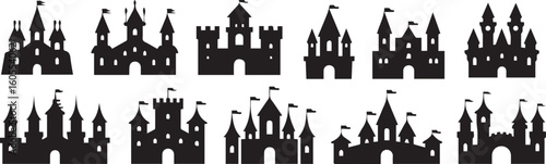 editable castle silhouette vectors 11 unique medieval fortress designs for branding, websites game art ai eps jpeg png