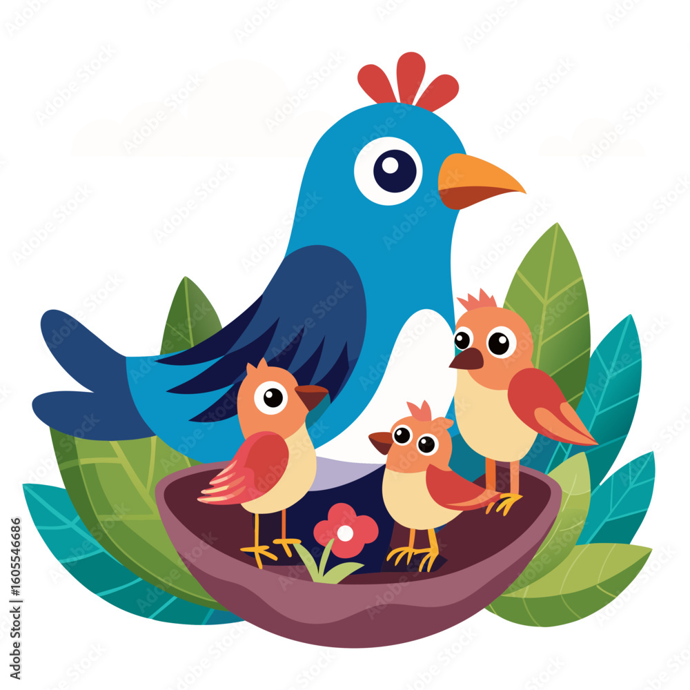 Fototapeta premium Bird feeding babies